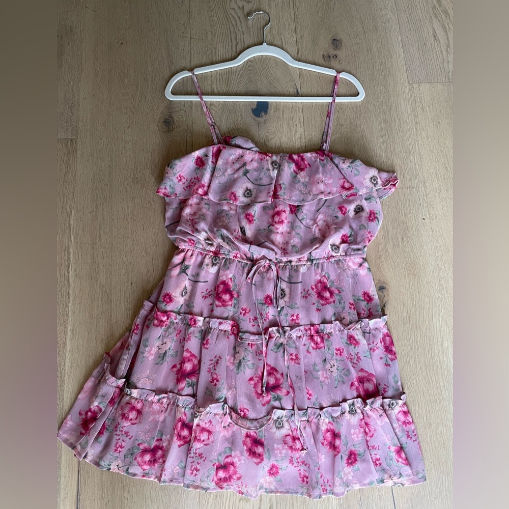 Pink ruffle mini dress